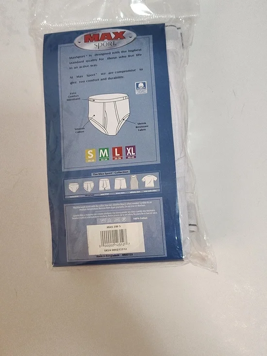 Vtg MAX Sport Men’s White Full-Cut White Briefs - 3 Pack - Size 28-30 - Picture 3 of 8